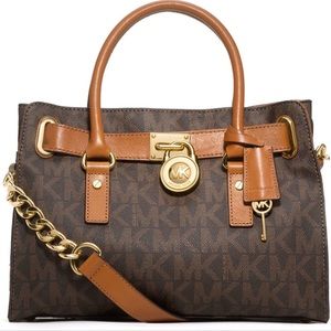 Michael Kors Hamilton Logo Satchel Bag Brown